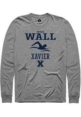 Nathan Wall  Xavier Musketeers Grey Rally NIL Sport Icon Long Sleeve T Shirt