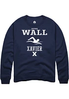 Nathan Wall  Rally Xavier Musketeers Mens Navy Blue NIL Sport Icon Long Sleeve Crew Sweatshirt