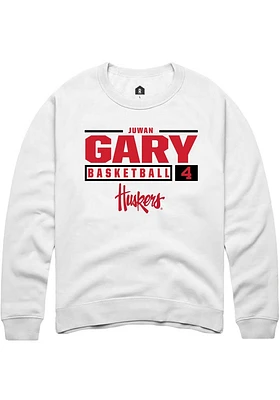 Juwan Gary Rally Nebraska Cornhuskers Mens NIL Stacked Box Long Sleeve Crew Sweatshirt
