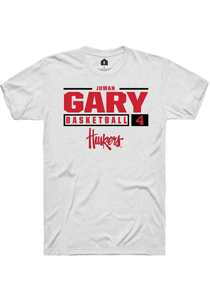 Juwan Gary Nebraska Cornhuskers Rally NIL Stacked Box Short Sleeve T Shirt