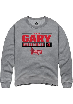 Juwan Gary  Rally Nebraska Cornhuskers Mens Graphite NIL Stacked Box Long Sleeve Crew Sweatshirt