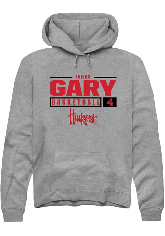 Juwan Gary Rally Nebraska Cornhuskers Mens Graphite NIL Stacked Box Long Sleeve Hoodie