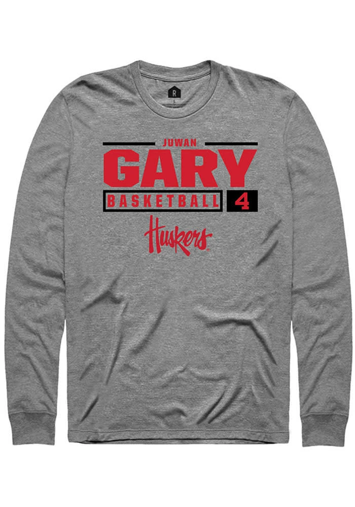 Juwan Gary Nebraska Cornhuskers Graphite Rally NIL Stacked Box Long Sleeve T Shirt