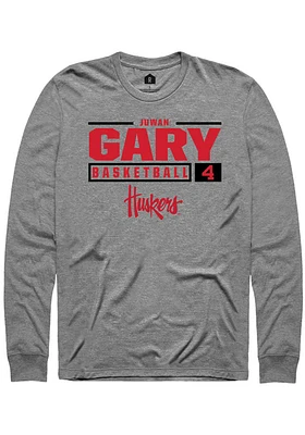 Juwan Gary  Nebraska Cornhuskers Graphite Rally NIL Stacked Box Long Sleeve T Shirt