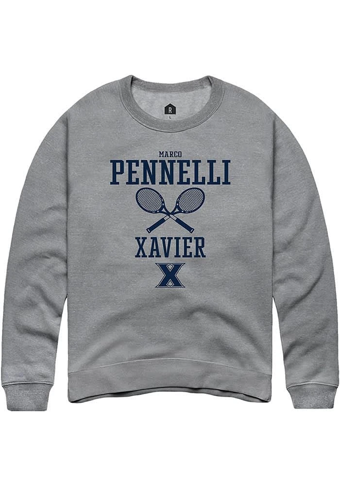 Marco Pennelli Rally Xavier Musketeers Mens Graphite NIL Sport Icon Long Sleeve Crew Sweatshirt