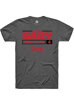 Juwan Gary  Nebraska Cornhuskers Dark Grey Rally NIL Stacked Box Short Sleeve T Shirt