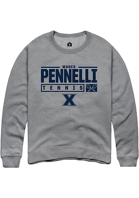Marco Pennelli  Rally Xavier Musketeers Mens Graphite NIL Stacked Box Long Sleeve Crew Sweatshirt