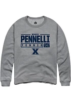 Marco Pennelli  Rally Xavier Musketeers Mens Graphite NIL Stacked Box Long Sleeve Crew Sweatshirt