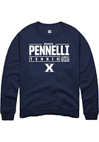 Marco Pennelli  Rally Xavier Musketeers Mens Navy Blue NIL Stacked Box Long Sleeve Crew Sweatshirt