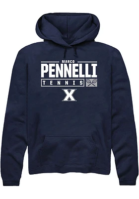 Marco Pennelli  Rally Xavier Musketeers Mens Navy Blue NIL Stacked Box Long Sleeve Hoodie