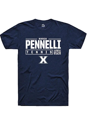 Marco Pennelli  Xavier Musketeers Navy Blue Rally NIL Stacked Box Short Sleeve T Shirt