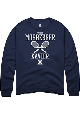 Pascal Mosberger  Rally Xavier Musketeers Mens Navy Blue NIL Sport Icon Long Sleeve Crew Sweatsh..