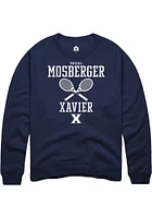 Pascal Mosberger  Rally Xavier Musketeers Mens Navy Blue NIL Sport Icon Long Sleeve Crew Sweatsh..