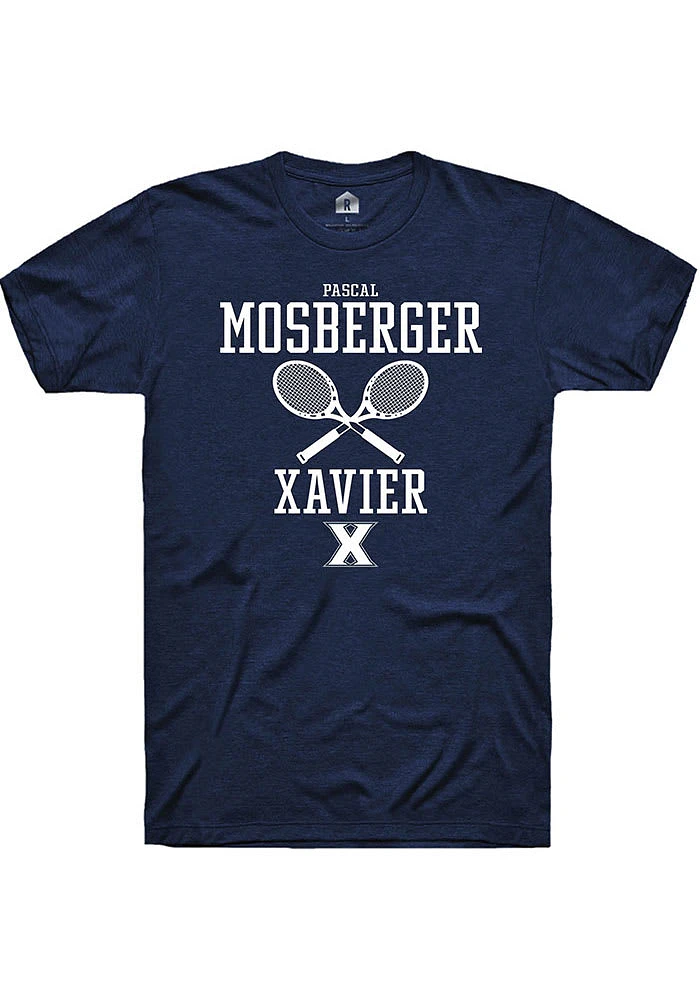 Pascal Mosberger  Xavier Musketeers Navy Blue Rally NIL Sport Icon Short Sleeve T Shirt