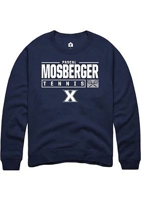 Pascal Mosberger  Rally Xavier Musketeers Mens Navy Blue NIL Stacked Box Long Sleeve Crew Sweats..