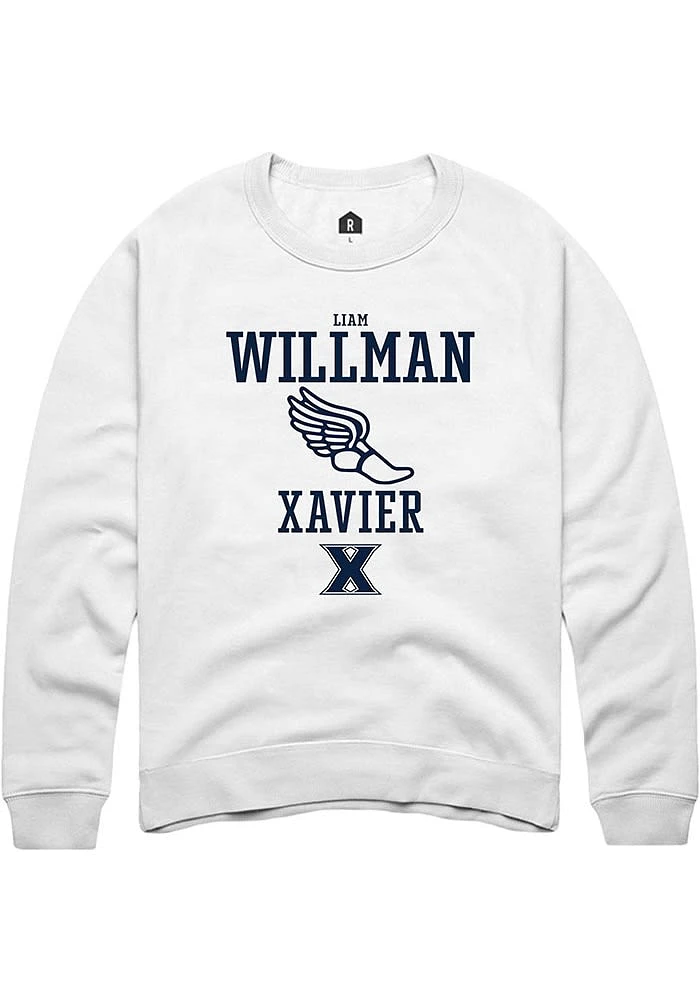 Liam Willman  Rally Xavier Musketeers Mens White NIL Sport Icon Long Sleeve Crew Sweatshirt