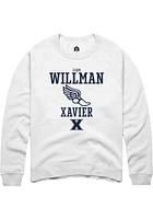 Liam Willman  Rally Xavier Musketeers Mens White NIL Sport Icon Long Sleeve Crew Sweatshirt