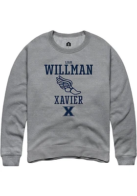 Liam Willman  Rally Xavier Musketeers Mens Graphite NIL Sport Icon Long Sleeve Crew Sweatshirt