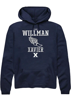 Liam Willman  Rally Xavier Musketeers Mens Navy Blue NIL Sport Icon Long Sleeve Hoodie