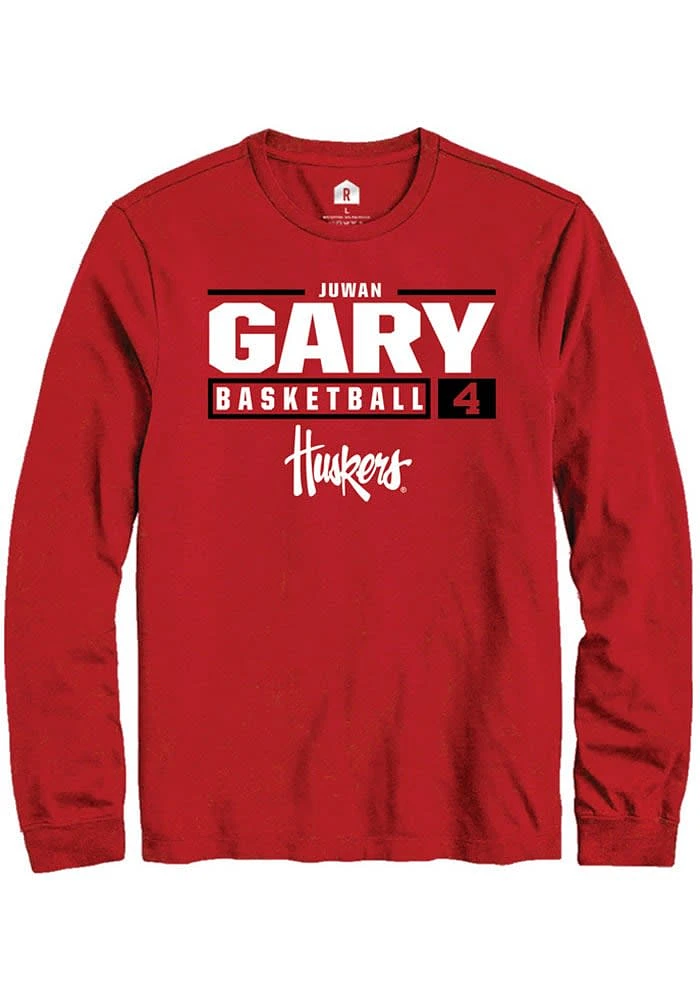 Juwan Gary Nebraska Cornhuskers Rally NIL Stacked Box Long Sleeve T Shirt
