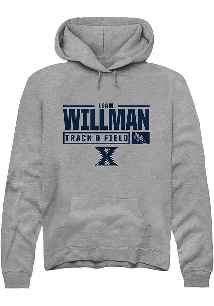 Liam Willman  Rally Xavier Musketeers Mens Graphite NIL Stacked Box Long Sleeve Hoodie