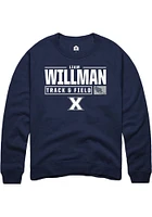 Liam Willman  Rally Xavier Musketeers Mens Navy Blue NIL Stacked Box Long Sleeve Crew Sweatshirt