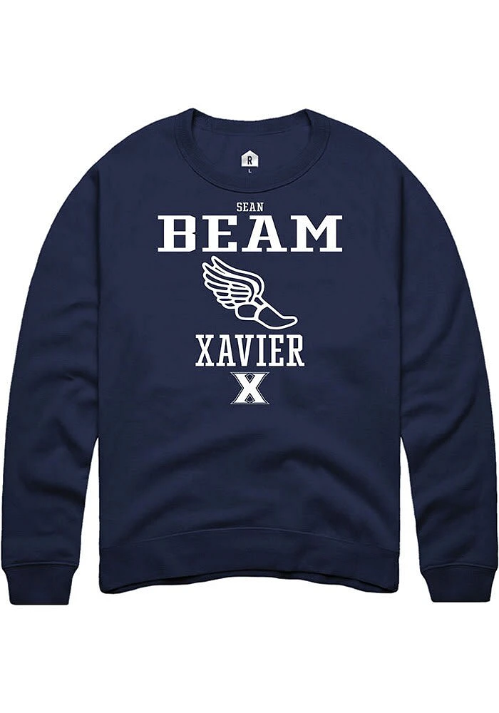 Sean Beam  Rally Xavier Musketeers Mens Navy Blue NIL Sport Icon Long Sleeve Crew Sweatshirt