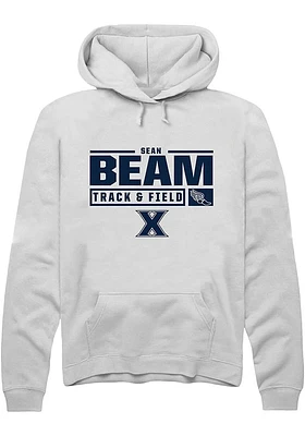 Sean Beam  Rally Xavier Musketeers Mens White NIL Stacked Box Long Sleeve Hoodie