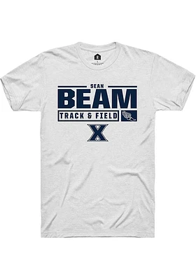 Sean Beam  Xavier Musketeers White Rally NIL Stacked Box Short Sleeve T Shirt