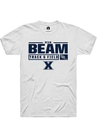 Sean Beam  Xavier Musketeers White Rally NIL Stacked Box Short Sleeve T Shirt