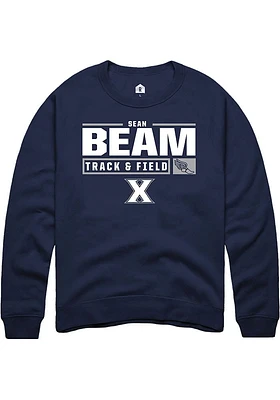 Sean Beam  Rally Xavier Musketeers Mens Navy Blue NIL Stacked Box Long Sleeve Crew Sweatshirt