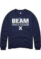 Sean Beam  Rally Xavier Musketeers Mens Navy Blue NIL Stacked Box Long Sleeve Crew Sweatshirt