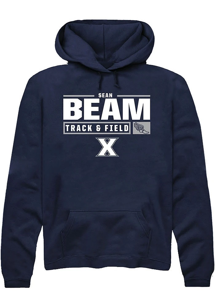 Sean Beam  Rally Xavier Musketeers Mens Navy Blue NIL Stacked Box Long Sleeve Hoodie