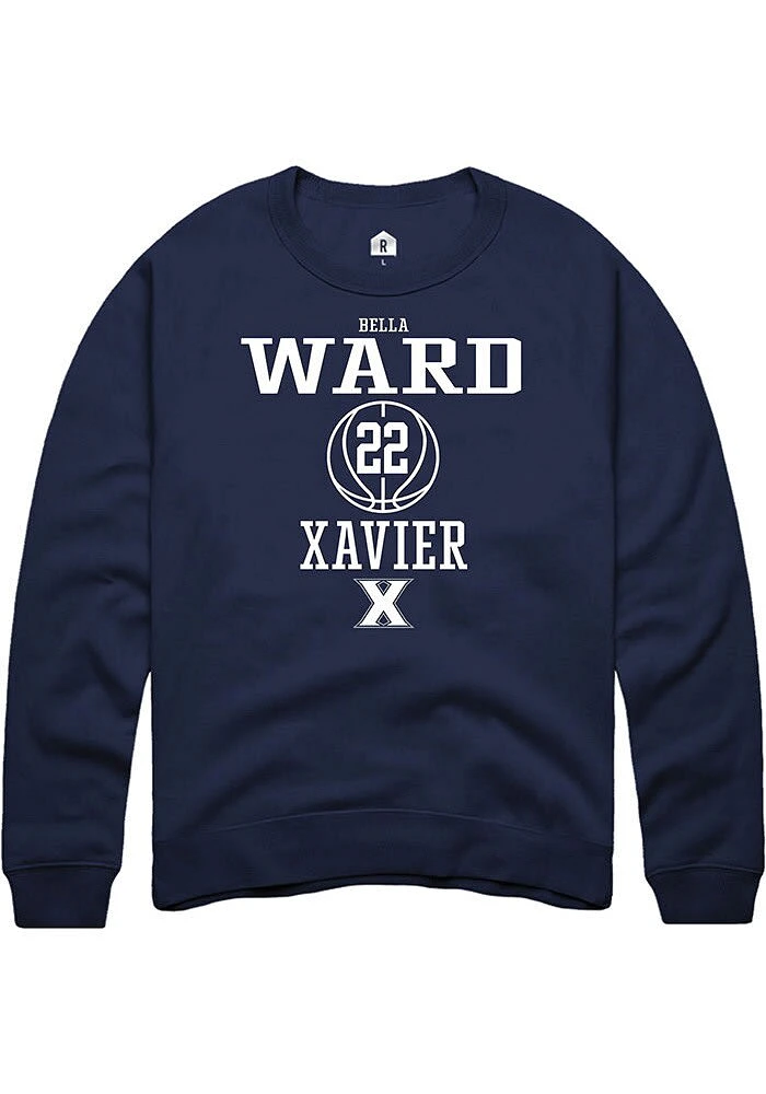 Bella Ward  Rally Xavier Musketeers Mens Navy Blue NIL Sport Icon Long Sleeve Crew Sweatshirt