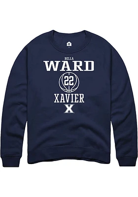 Bella Ward  Rally Xavier Musketeers Mens Navy Blue NIL Sport Icon Long Sleeve Crew Sweatshirt