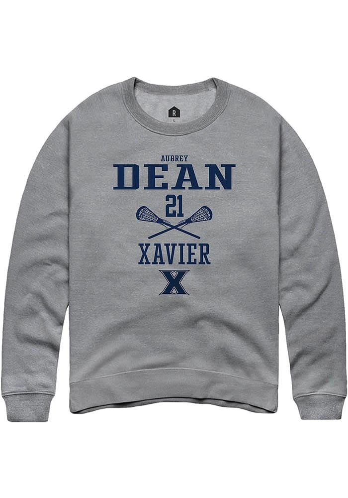 Aubrey Dean Rally Xavier Musketeers Mens Graphite NIL Sport Icon Long Sleeve Crew Sweatshirt
