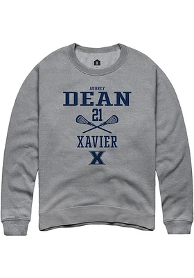 Aubrey Dean  Rally Xavier Musketeers Mens Graphite NIL Sport Icon Long Sleeve Crew Sweatshirt