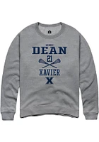 Aubrey Dean  Rally Xavier Musketeers Mens Graphite NIL Sport Icon Long Sleeve Crew Sweatshirt