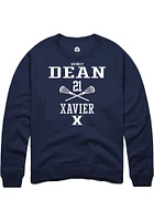 Aubrey Dean  Rally Xavier Musketeers Mens Navy Blue NIL Sport Icon Long Sleeve Crew Sweatshirt