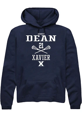 Aubrey Dean  Rally Xavier Musketeers Mens Navy Blue NIL Sport Icon Long Sleeve Hoodie