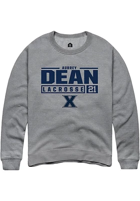 Aubrey Dean  Rally Xavier Musketeers Mens Graphite NIL Stacked Box Long Sleeve Crew Sweatshirt