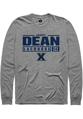 Aubrey Dean  Xavier Musketeers Graphite Rally NIL Stacked Box Long Sleeve T Shirt