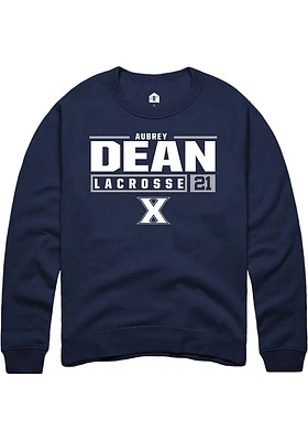 Aubrey Dean  Rally Xavier Musketeers Mens Navy Blue NIL Stacked Box Long Sleeve Crew Sweatshirt