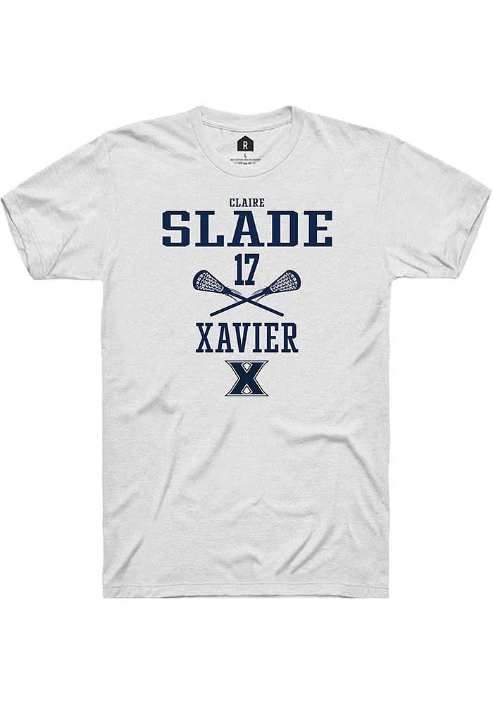 Claire Slade  Xavier Musketeers White Rally NIL Sport Icon Short Sleeve T Shirt