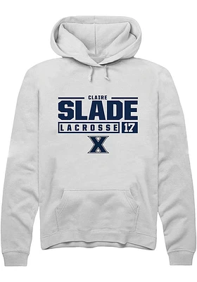 Claire Slade  Rally Xavier Musketeers Mens White NIL Stacked Box Long Sleeve Hoodie