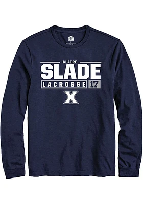 Claire Slade  Xavier Musketeers Navy Blue Rally NIL Stacked Box Long Sleeve T Shirt