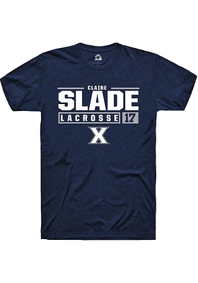 Claire Slade  Xavier Musketeers Navy Blue Rally NIL Stacked Box Short Sleeve T Shirt