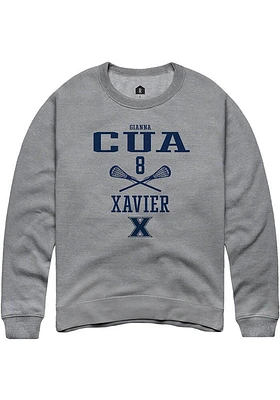 Gianna Cua  Rally Xavier Musketeers Mens Graphite NIL Sport Icon Long Sleeve Crew Sweatshirt