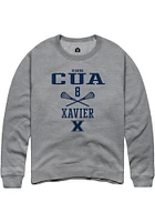 Gianna Cua  Rally Xavier Musketeers Mens Graphite NIL Sport Icon Long Sleeve Crew Sweatshirt