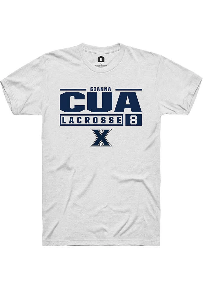 Gianna Cua  Xavier Musketeers White Rally NIL Stacked Box Short Sleeve T Shirt